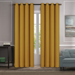par de cortina ventana risco mostaza