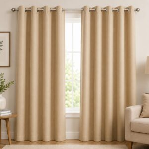 par de cortina ventana risco beige