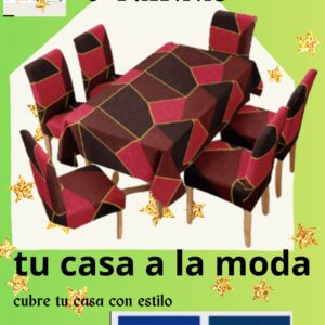 Mantel con fundas 6 sillas estampados alicrados