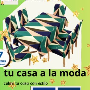 Mantel con fundas 6 sillas estampados alicrados
