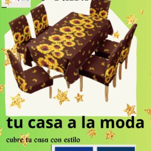 Mantel con fundas 6 sillas estampados alicrados