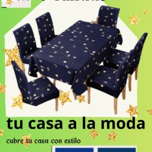 Mantel con fundas 6 sillas estampados alicrados