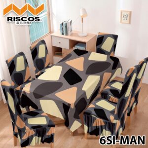 Mantel impermeable con fundas Strech para comedor de 6 sillas
