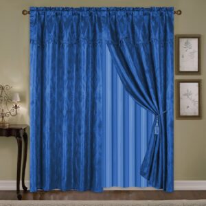 Cortina Damasco para ventana azul pavo