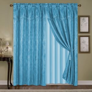 Cortina Damasco para ventana celeste