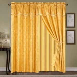 Cortina Damasco para ventana amarillo