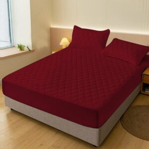 CUBRE COLCHON ENGUATADO MATRIMONIAL ROJO