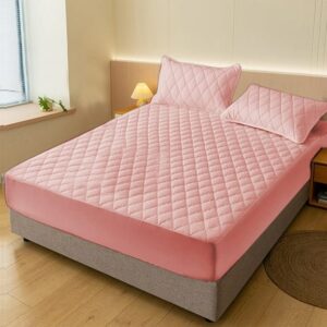 CUBRE COLCHON ENGUATADO MATRIMONIAL ROSADO